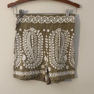 Zero 100% Cotton Olive Shorts with White Embroidery Detailing